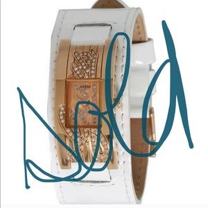 Guess Women Watch Cuff Bracelet White Rose Gold